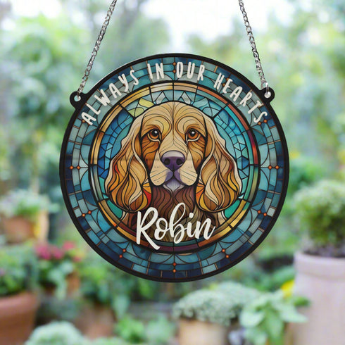 Cocker Spaniel Golden Memorial Stained Glass Effect Suncatcher